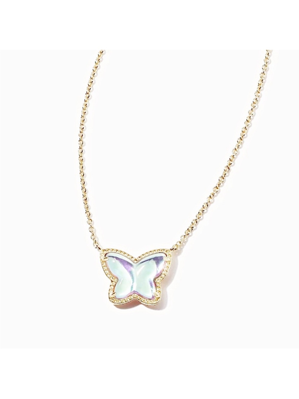 Kendra Scott Lillia Gold Butterfly Pendant Necklace with Iridescent Inlay